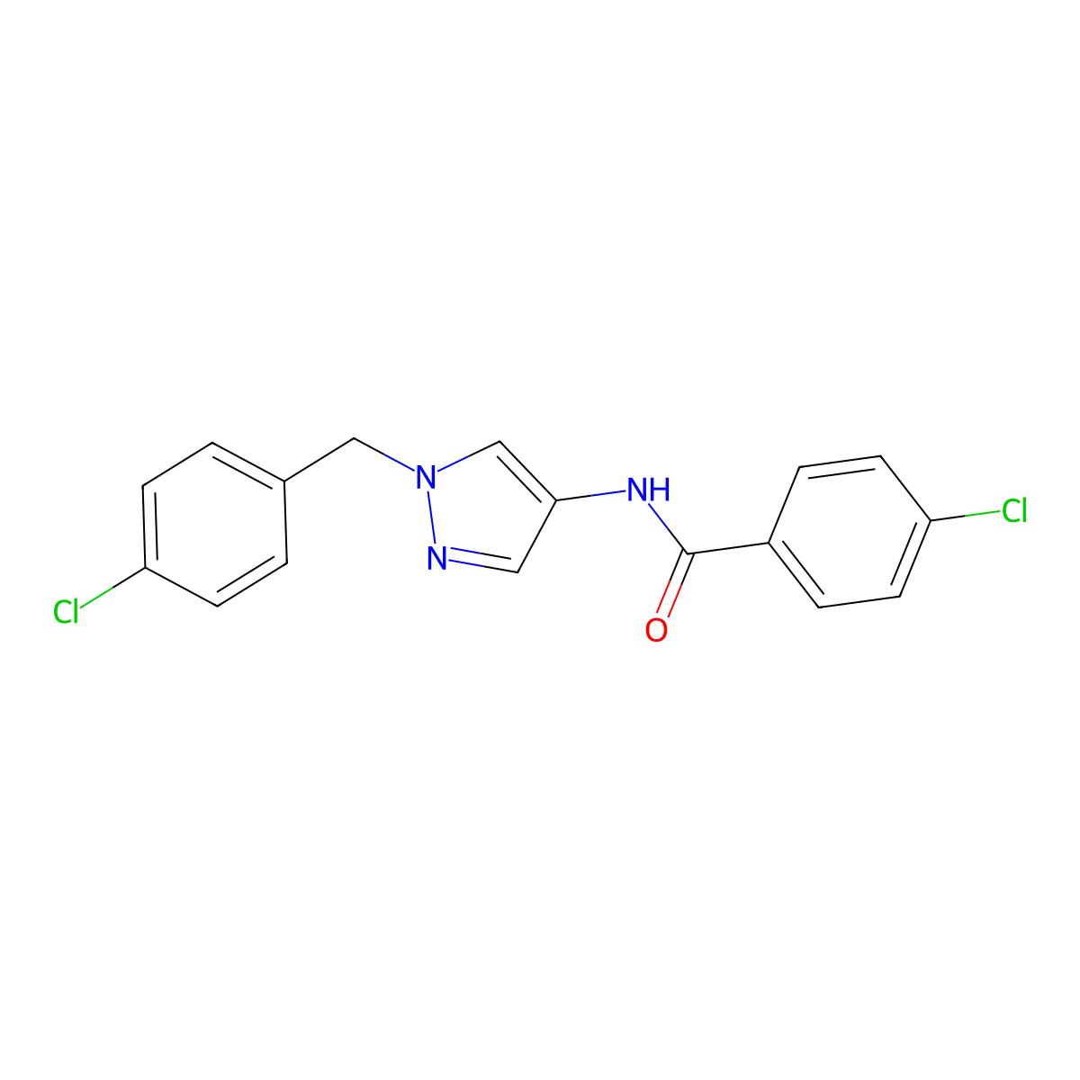 4-chloro-N-[1-[(4-chlorophenyl)methyl]pyrazol-4-yl]benzamide molecular structure, CAS 515121-95-6