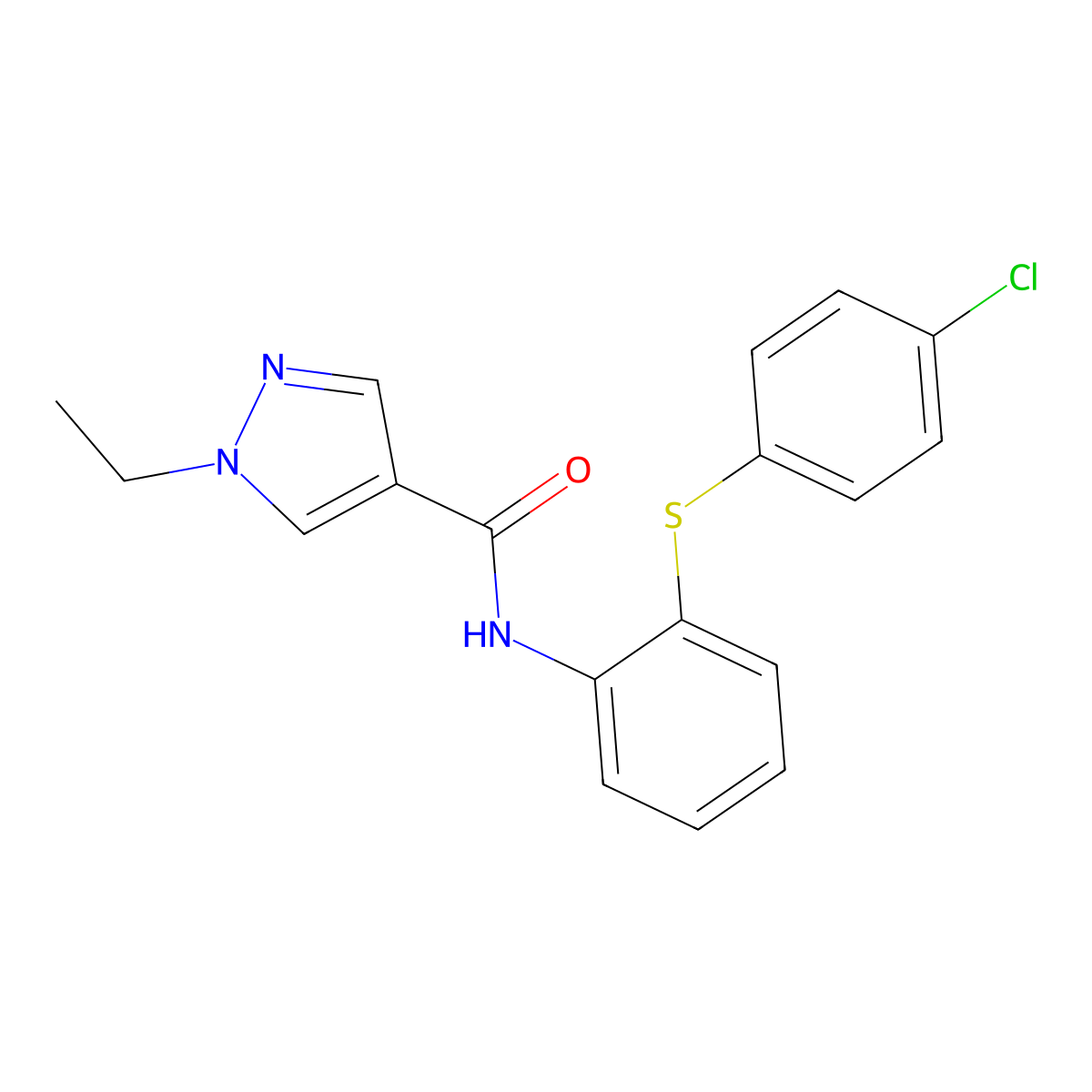 N-[2-(4-chlorophenyl)sulfanylphenyl]-1-ethylpyrazole-4-carboxamide molecular structure, CAS 515122-10-8