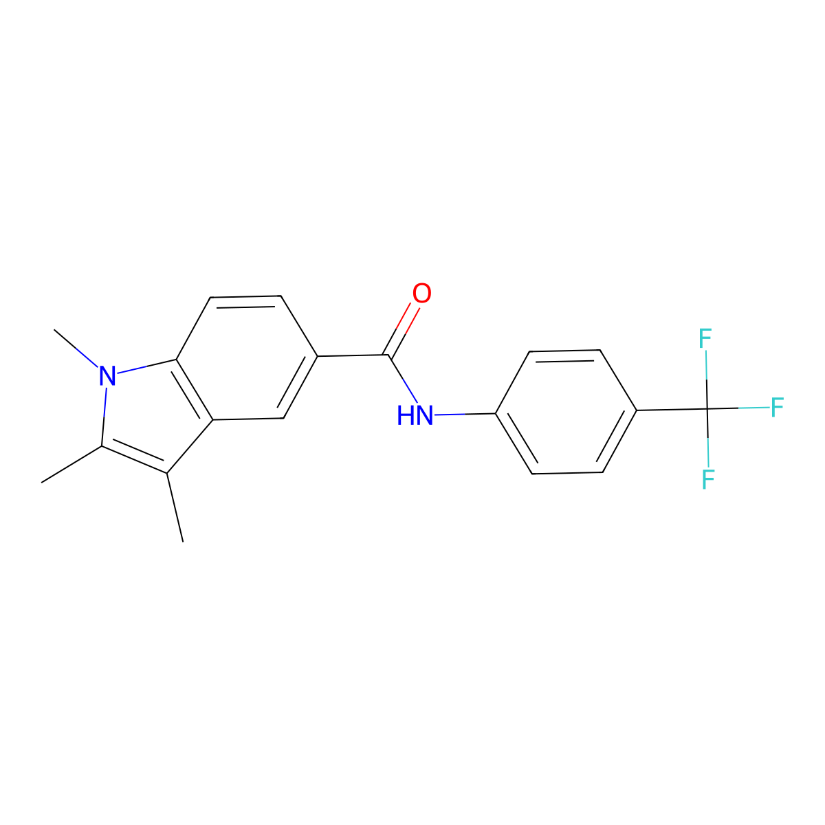 1,2,3-trimethyl-N-[4-(trifluoromethyl)phenyl]-1H-indole-5-carboxamide molecular structure, CAS 515122-36-8