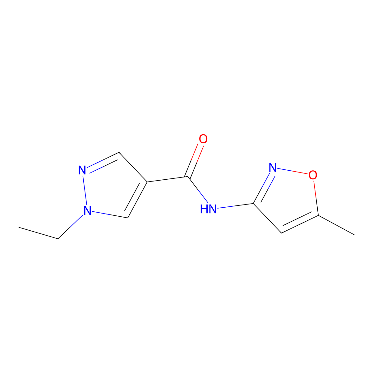 1-ethyl-N-(5-methylisoxazol-3-yl)-1H-pyrazole-4-carboxamide molecular structure, CAS 515122-60-8