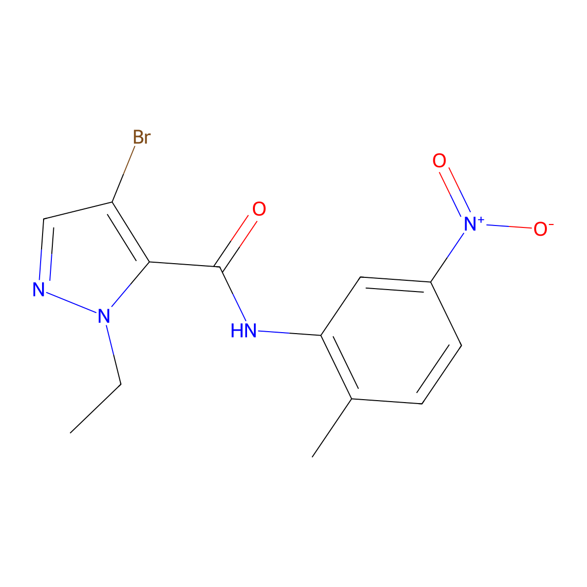 4-bromo-1-ethyl-N-{5-nitro-2-methylphenyl}-1H-pyrazole-5-carboxamide molecular structure, CAS 515122-68-6