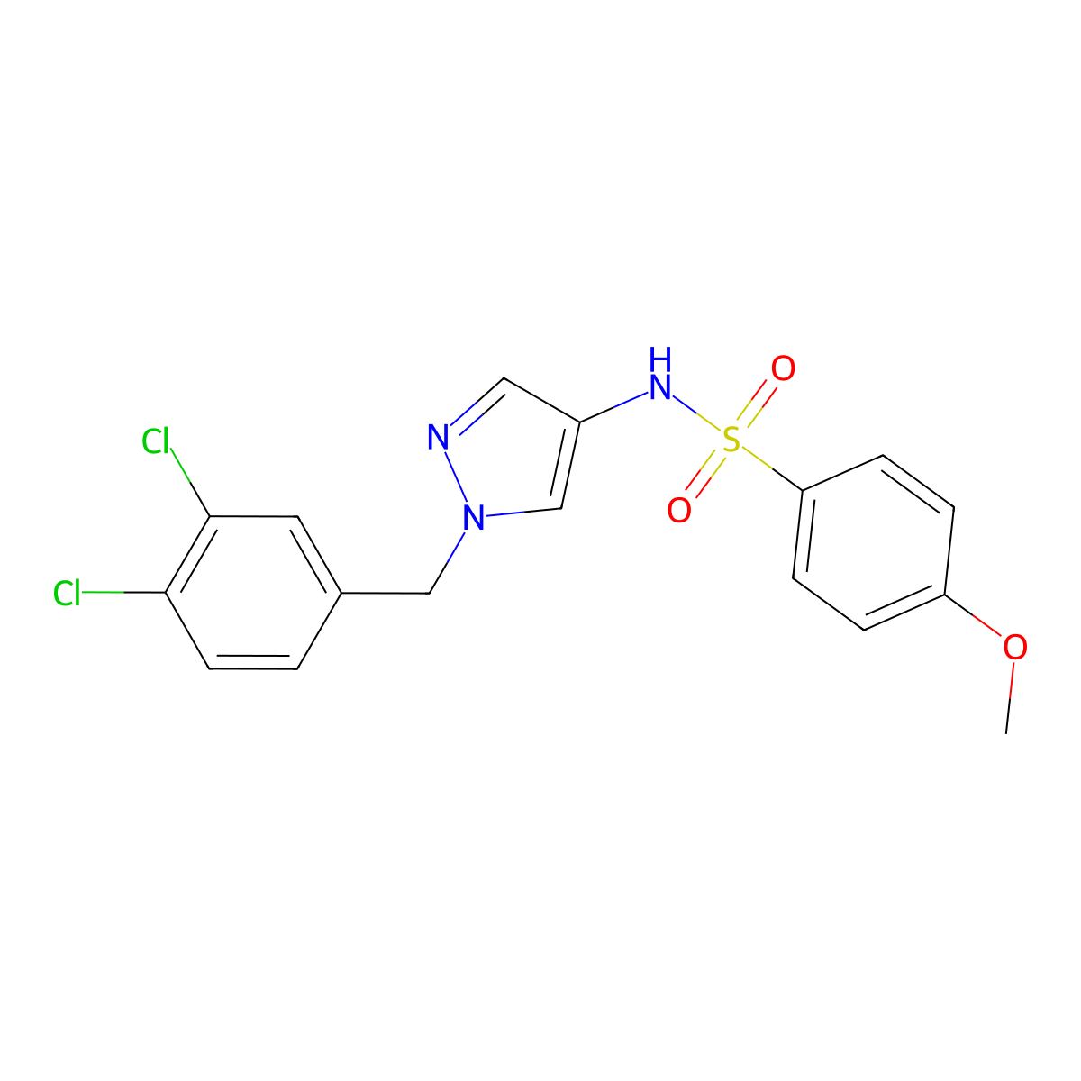 N-[1-(3,4-dichlorobenzyl)-1H-pyrazol-4-yl]-4-methoxybenzenesulfonamide molecular structure, CAS 515122-71-1