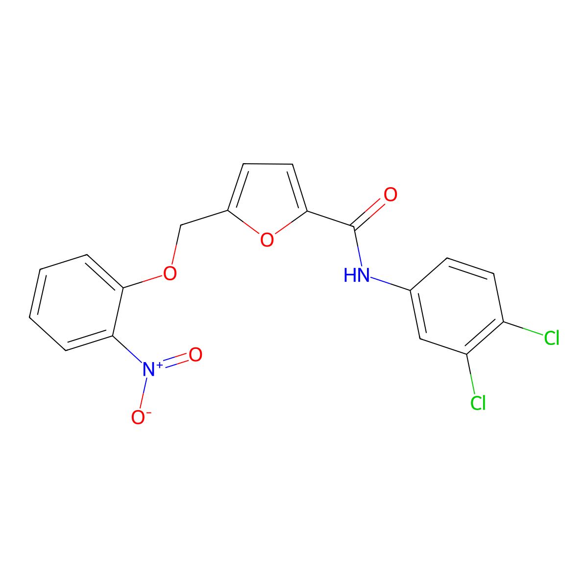 N-(3,4-dichlorophenyl)-5-[(2-nitrophenoxy)methyl]furan-2-carboxamide molecular structure, CAS 515122-75-5
