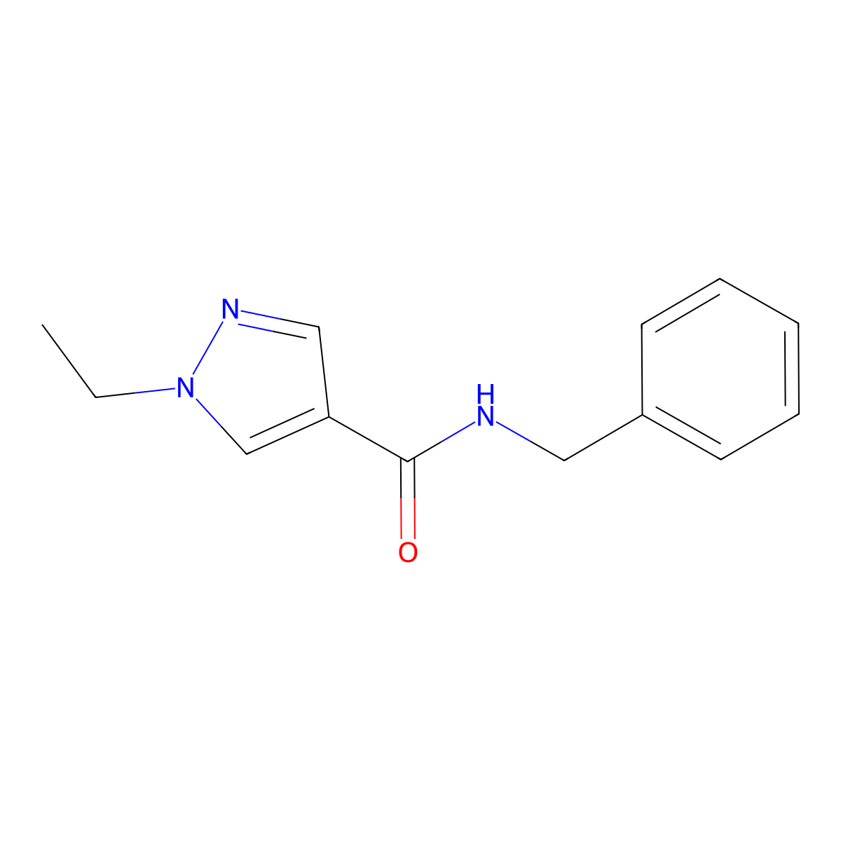 N-benzyl-1-ethyl-1H-pyrazole-4-carboxamide molecular structure, CAS 515122-82-4