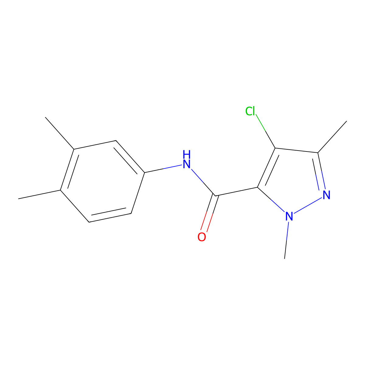 4-chloro-N-(3,4-dimethylphenyl)-2,5-dimethylpyrazole-3-carboxamide molecular structure, CAS 515122-94-8