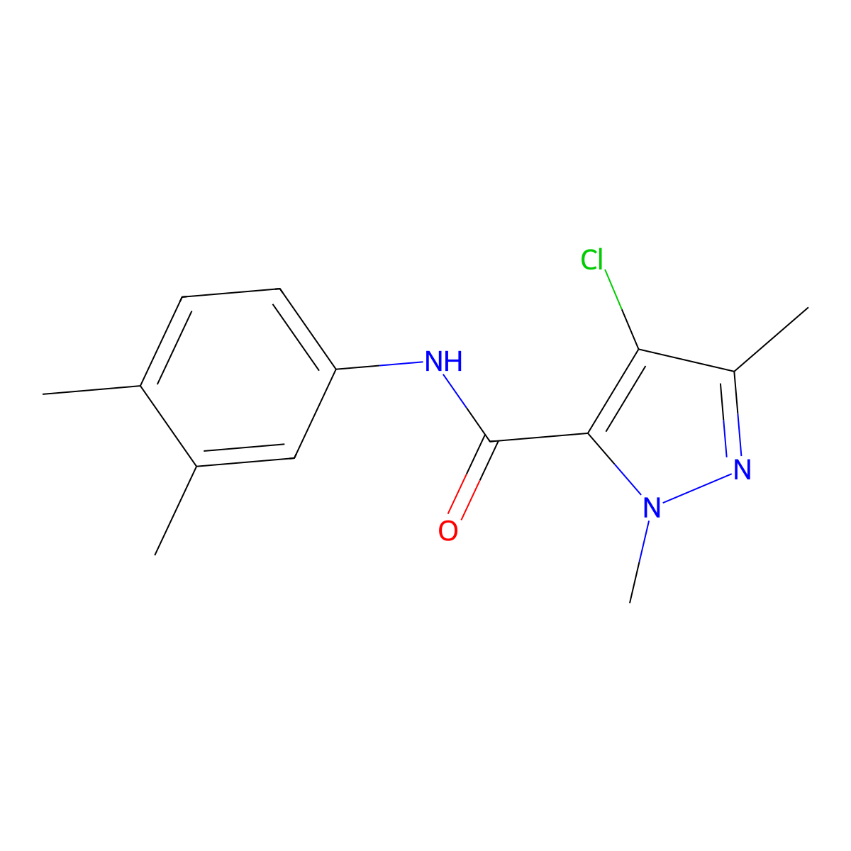 4-chloro-N-(3,4-dimethylphenyl)-2,5-dimethylpyrazole-3-carboxamide molecular structure, CAS 515122-94-8