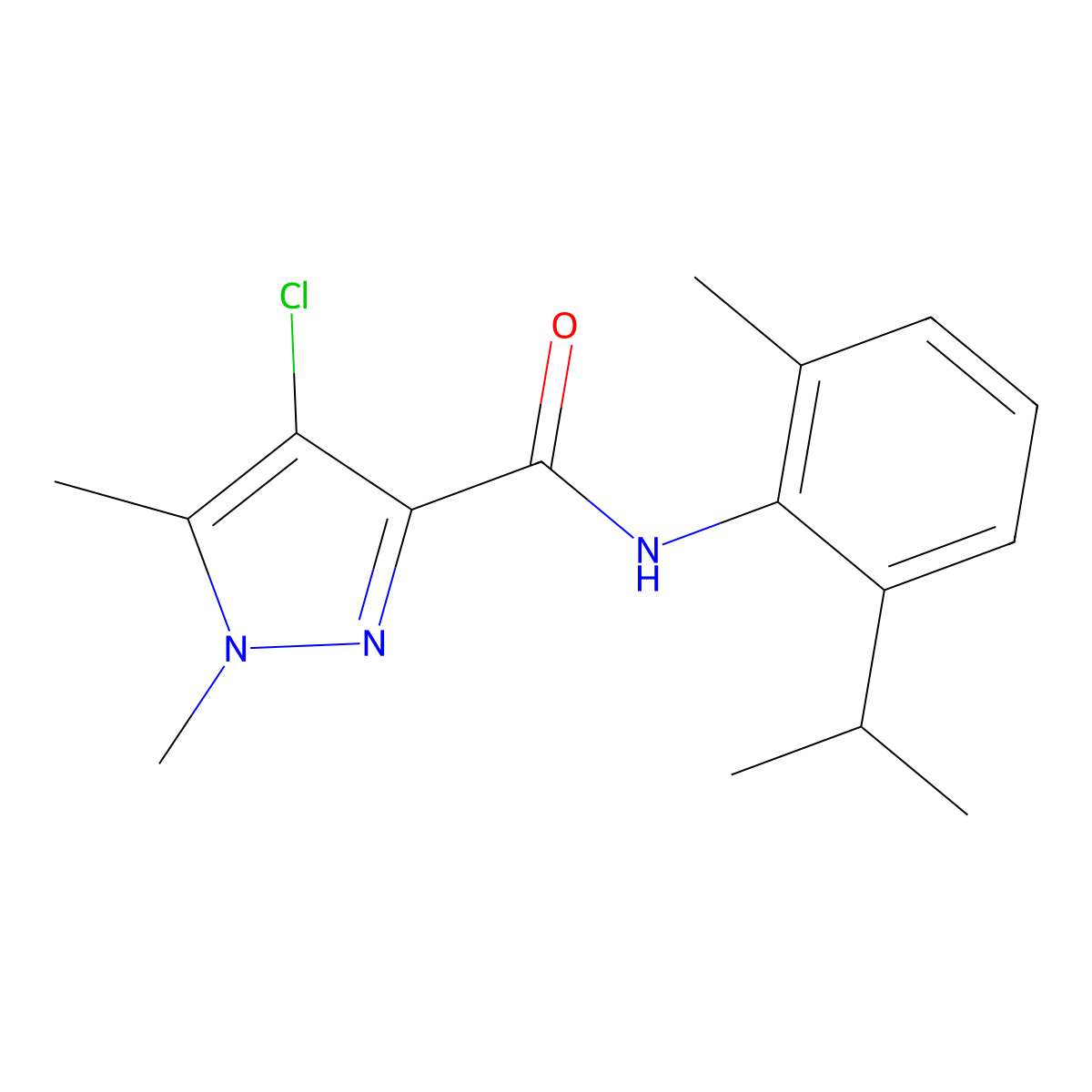 4-chloro-1,5-dimethyl-N-(2-methyl-6-propan-2-ylphenyl)pyrazole-3-carboxamide molecular structure, CAS 515122-95-9