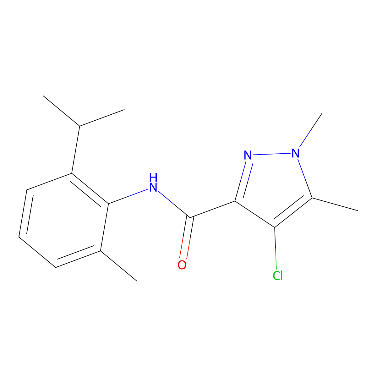 4-chloro-1,5-dimethyl-N-(2-methyl-6-propan-2-ylphenyl)pyrazole-3-carboxamide molecular structure, CAS 515122-95-9