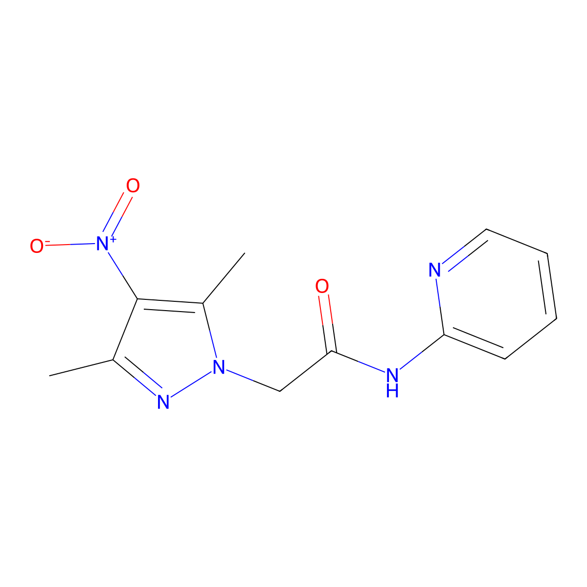 2-(3,5-dimethyl-4-nitropyrazol-1-yl)-N-pyridin-2-ylacetamide molecular structure, CAS 515123-05-4