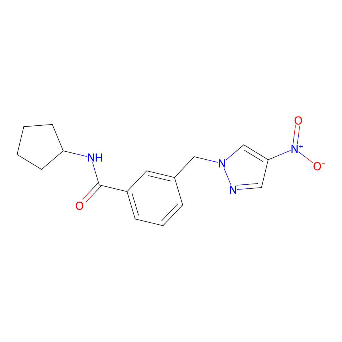 N-cyclopentyl-3-({4-nitro-1H-pyrazol-1-yl}methyl)benzamide molecular structure, CAS 515123-37-2