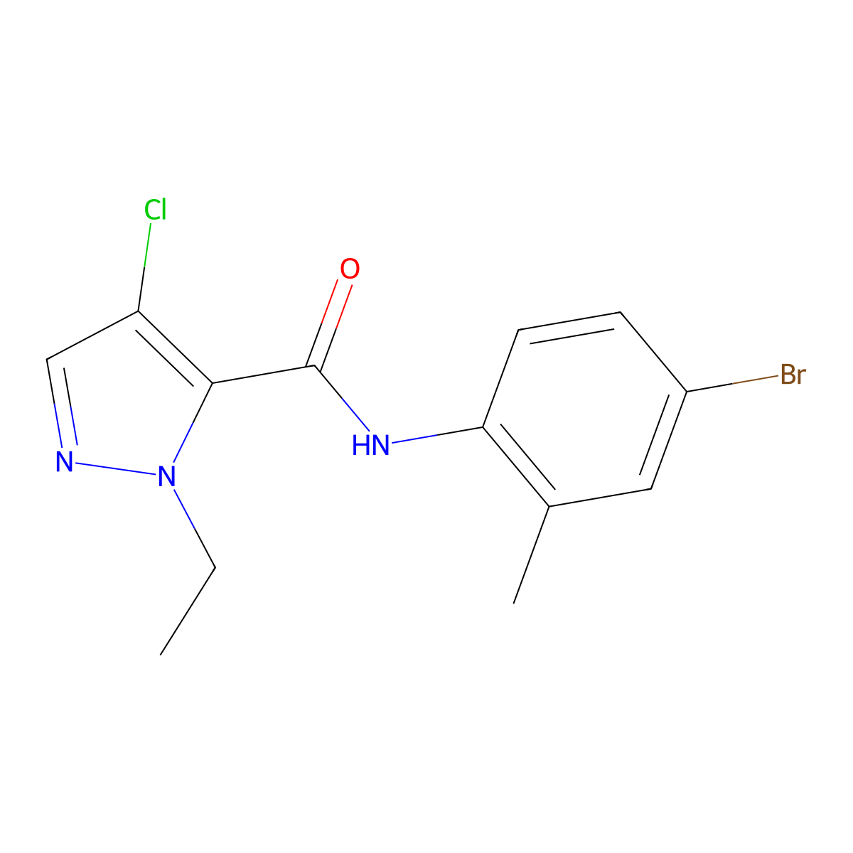 N-(4-bromo-2-methylphenyl)-4-chloro-2-ethylpyrazole-3-carboxamide molecular structure, CAS 515123-54-3