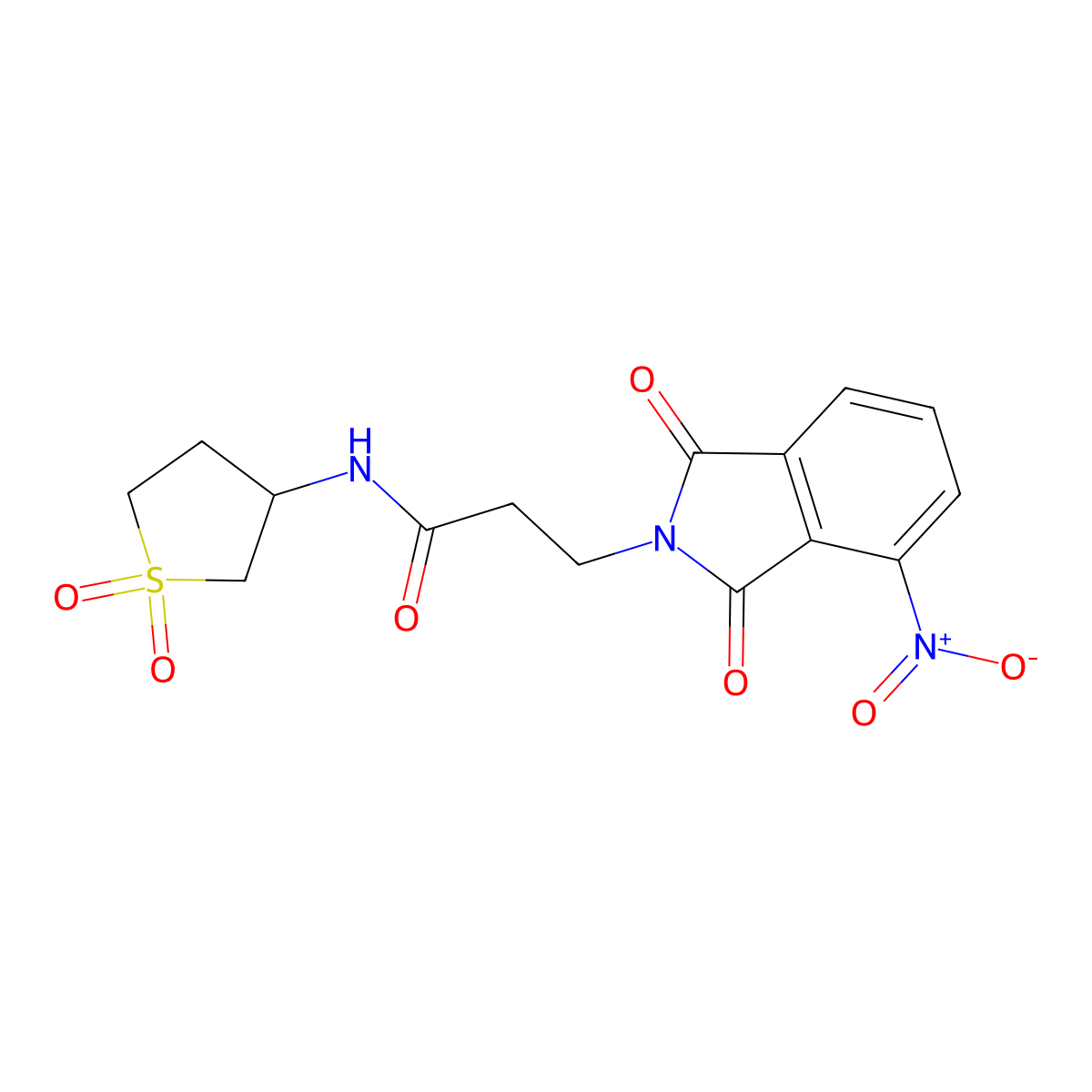 N-(1,1-dioxidotetrahydro-3-thienyl)-3-(4-nitro-1,3-dioxo-1,3-dihydro-2H-isoindol-2-yl)propanamide molecular structure, CAS 515125-80-1