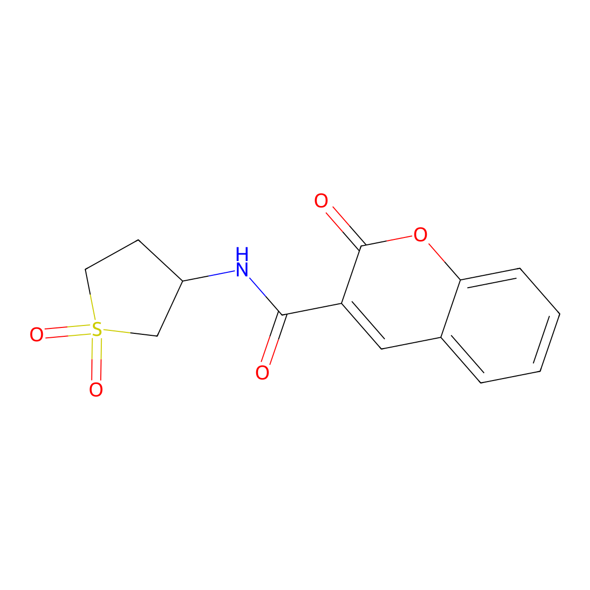 N-(1,1-dioxidotetrahydrothiophen-3-yl)-2-oxo-2H-chromene-3-carboxamide molecular structure, CAS 515125-94-7