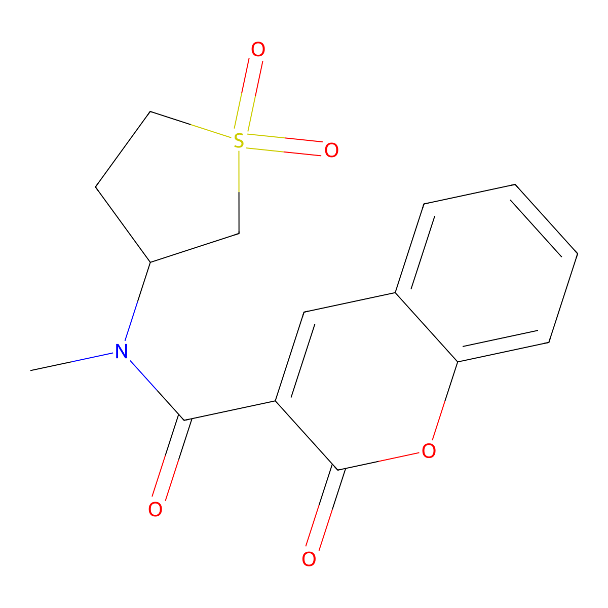 N-(1,1-dioxidotetrahydrothiophen-3-yl)-N-methyl-2-oxo-2H-chromene-3-carboxamide molecular structure, CAS 515126-03-1