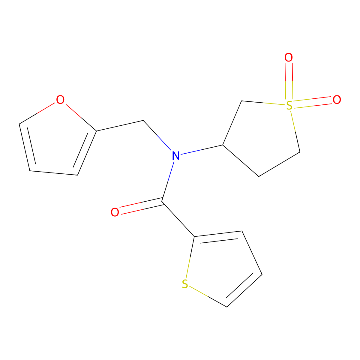 N-(1,1-dioxidotetrahydrothiophen-3-yl)-N-(furan-2-ylmethyl)thiophene-2-carboxamide molecular structure, CAS 515126-67-7
