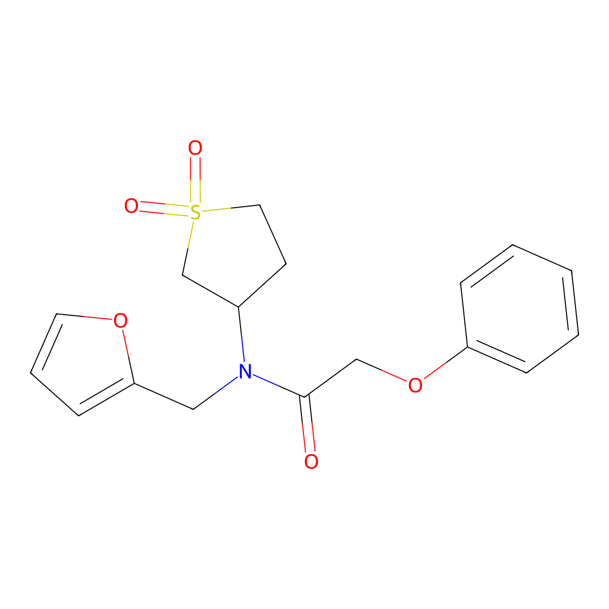 N-(1,1-dioxidotetrahydrothiophen-3-yl)-N-(furan-2-ylmethyl)-2-phenoxyacetamide molecular structure, CAS 515126-69-9