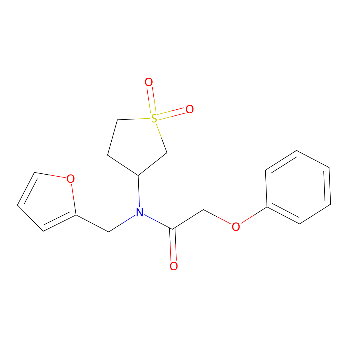 N-(1,1-dioxidotetrahydrothiophen-3-yl)-N-(furan-2-ylmethyl)-2-phenoxyacetamide molecular structure, CAS 515126-69-9
