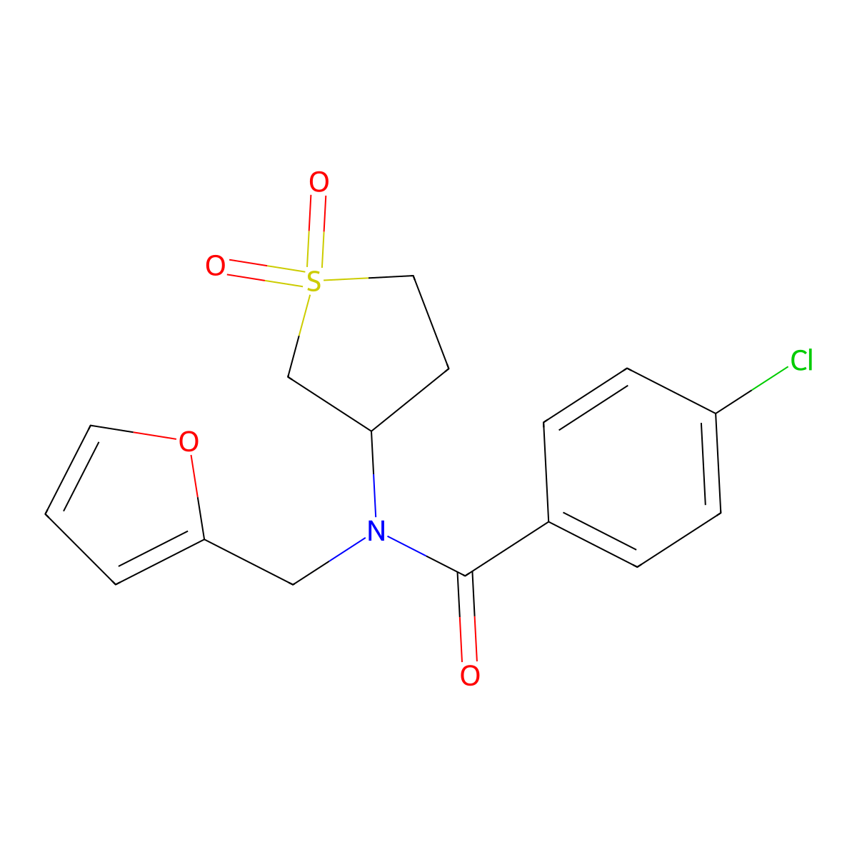 4-chloro-N-(1,1-dioxidotetrahydrothiophen-3-yl)-N-(furan-2-ylmethyl)benzamide molecular structure, CAS 515126-85-9
