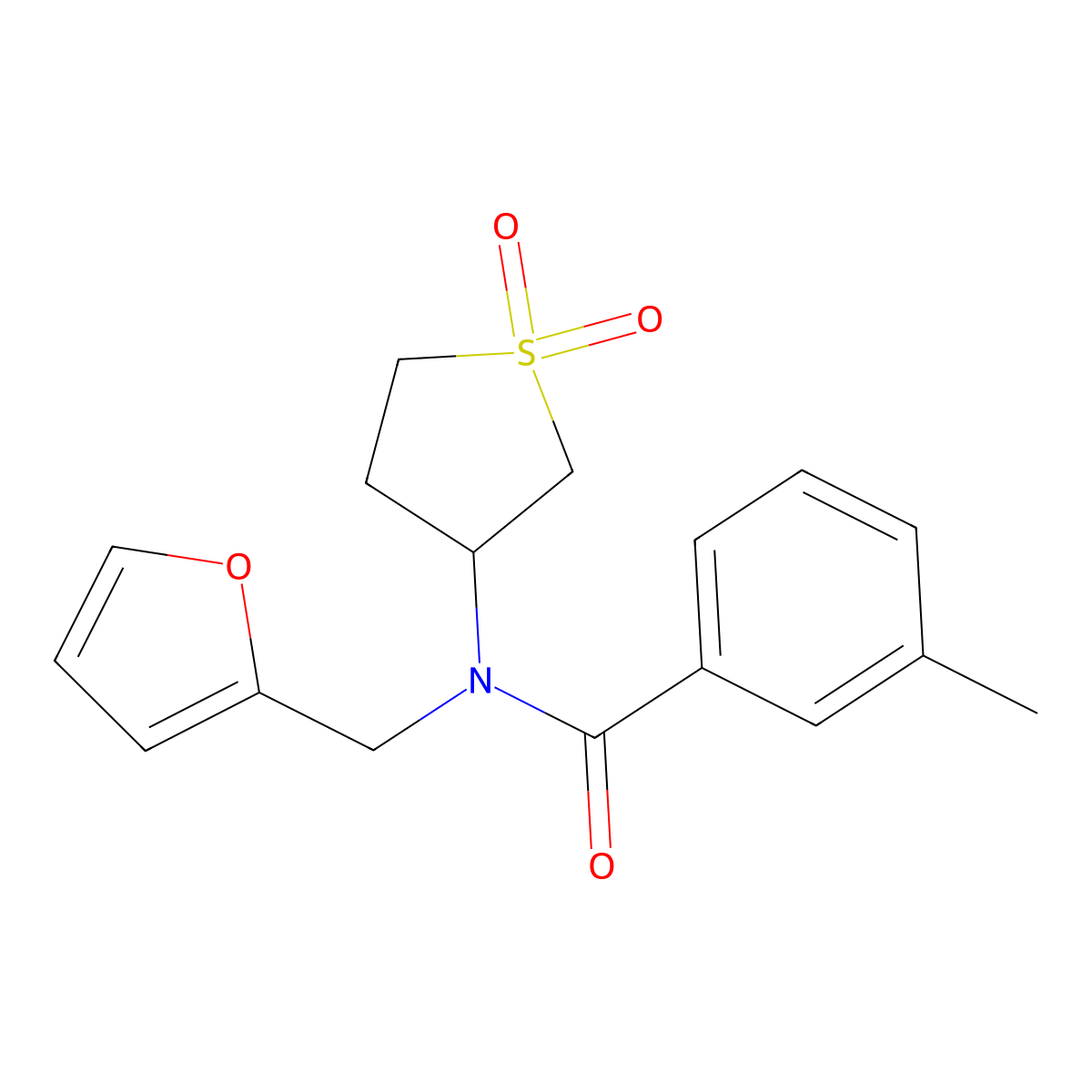 N-(1,1-dioxidotetrahydrothien-3-yl)-N-(2-furylmethyl)-3-methylbenzamide molecular structure, CAS 515126-91-7