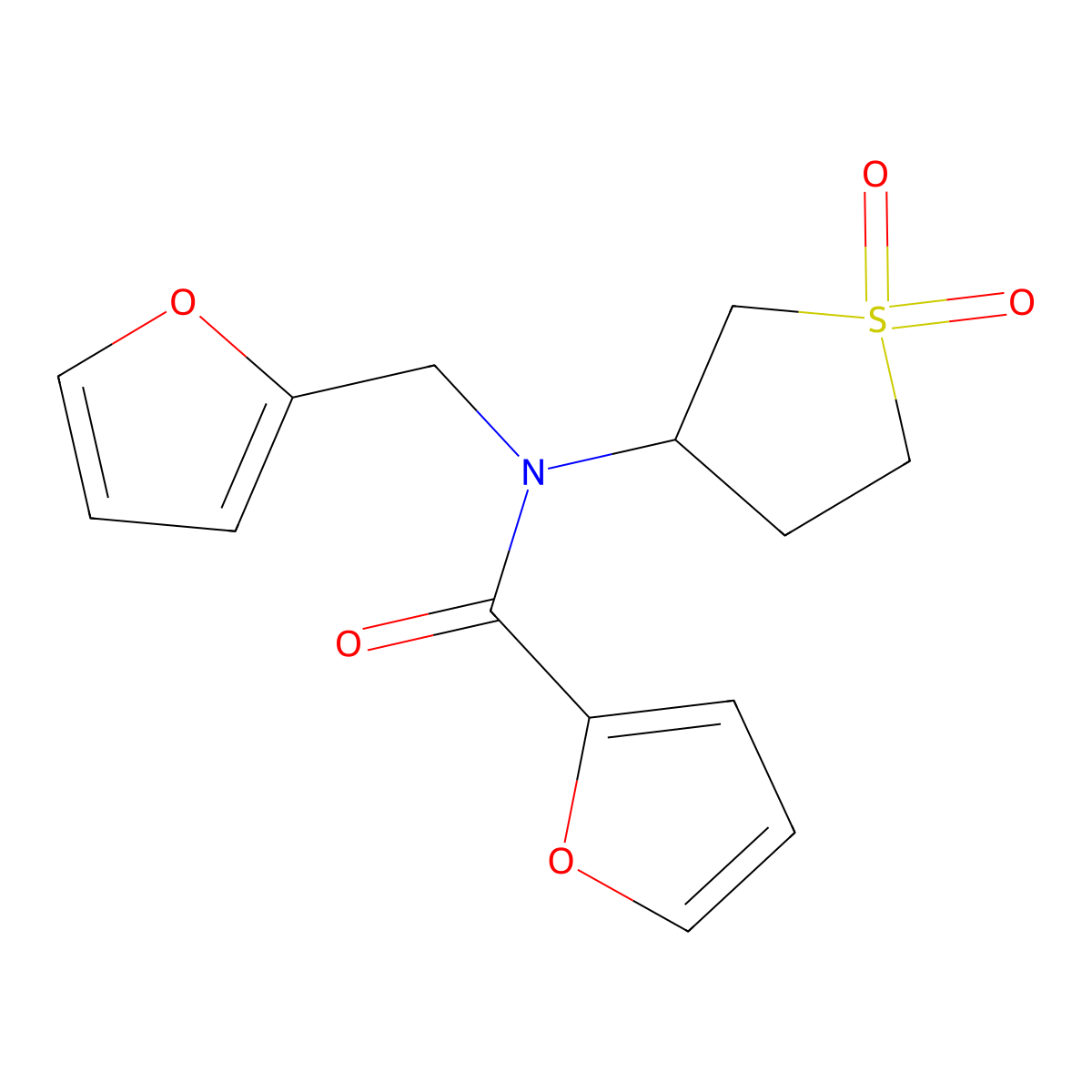 N-(1,1-dioxidotetrahydrothiophen-3-yl)-N-(furan-2-ylmethyl)furan-2-carboxamide molecular structure, CAS 515126-95-1