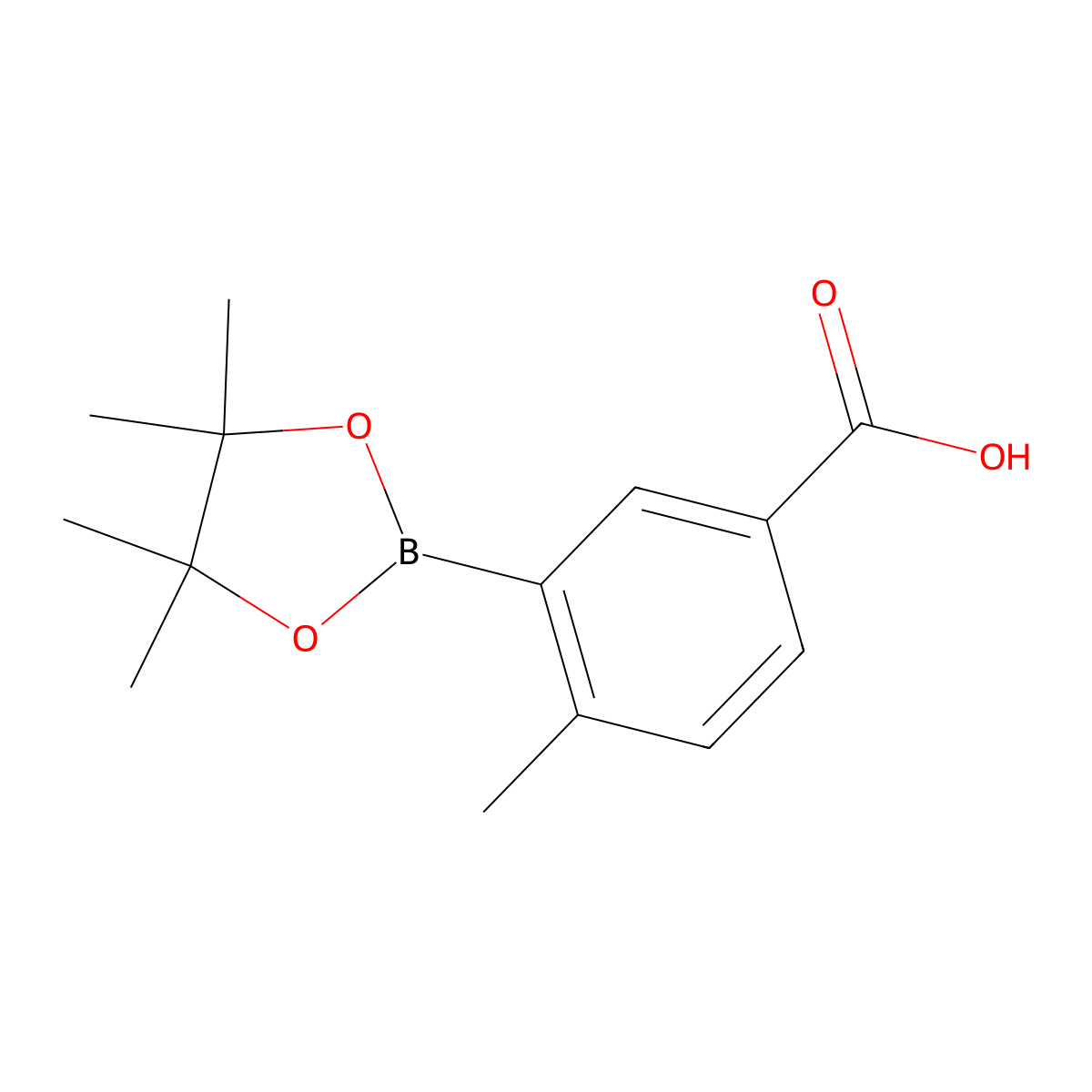 4-Methyl-3-(tetramethyl-1,3,2-dioxaborolan-2-yl)benzoic acid molecular structure, CAS 515131-35-8