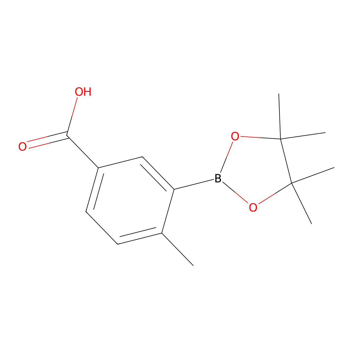 4-Methyl-3-(tetramethyl-1,3,2-dioxaborolan-2-yl)benzoic acid molecular structure, CAS 515131-35-8