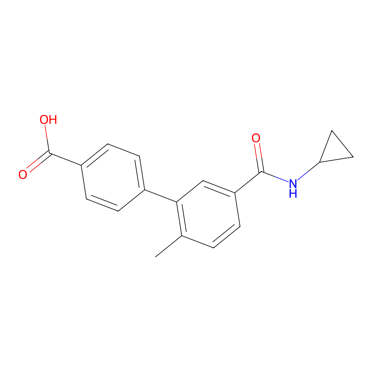 {3'-[(Cyclopropylamino)carbonyl]-6'-methyl-biphen-4-yl} carboxylic acid molecular structure, CAS 515131-53-0