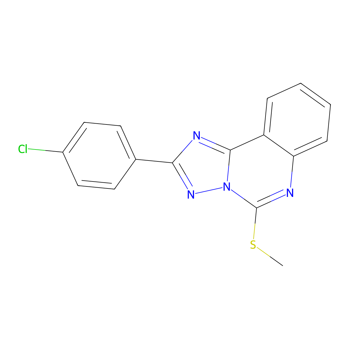 2-(4-Chlorophenyl)-5-(methylthio)[1,2,4]triazolo[1,5-c]quinazoline molecular structure, CAS 515133-03-6