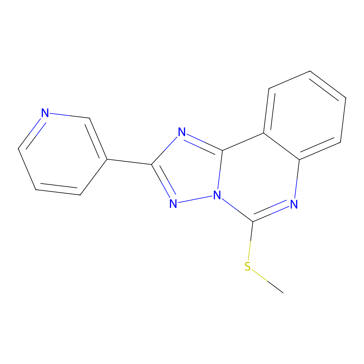 5-(Methylthio)-2-pyridin-3-yl[1,2,4]triazolo[1,5-c]quinazoline molecular structure, CAS 515133-08-1