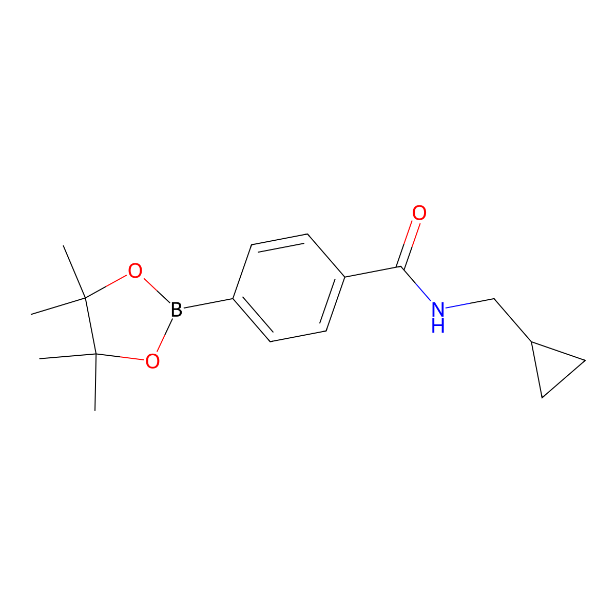 N-Cyclopropylmethyl-4-(4,4,5,5-tetramethyl-[1,3,2]dioxaborolan-2-yl)-benzamide molecular structure, CAS 515135-62-3