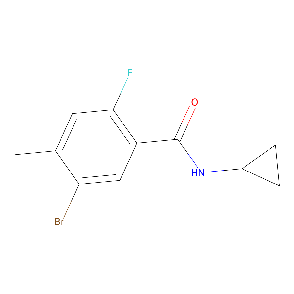 5-Bromo-N-cyclopropyl-2-fluoro-4-methylbenzamide molecular structure, CAS 515135-64-5