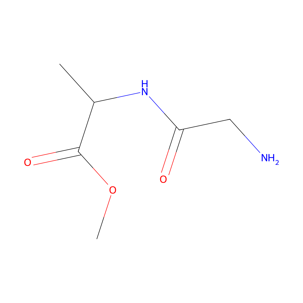 Methyl (2S)-2-(2-aminoacetamido)propanoate molecular structure, CAS 51514-17-1