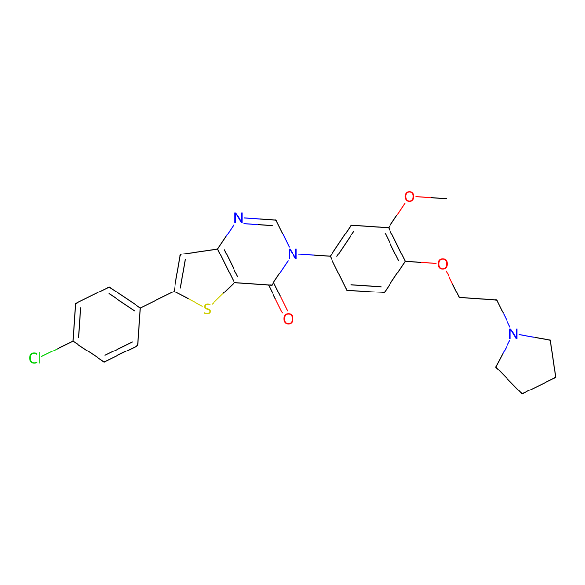 6-(4-chlorophenyl)-3-(3-methoxy-4-(2-(pyrrolidin-1-yl)ethoxy)phenyl)thieno[3,2-d]pyrimidin-4(3H)-one molecular structure, CAS 515141-51-2