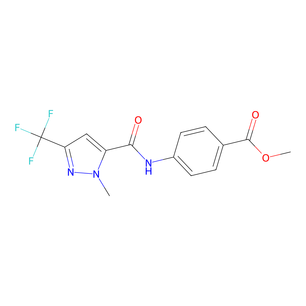 methyl 4-({[1-methyl-3-(trifluoromethyl)-1H-pyrazol-5-yl]carbonyl}amino)benzoate molecular structure, CAS 515148-89-7