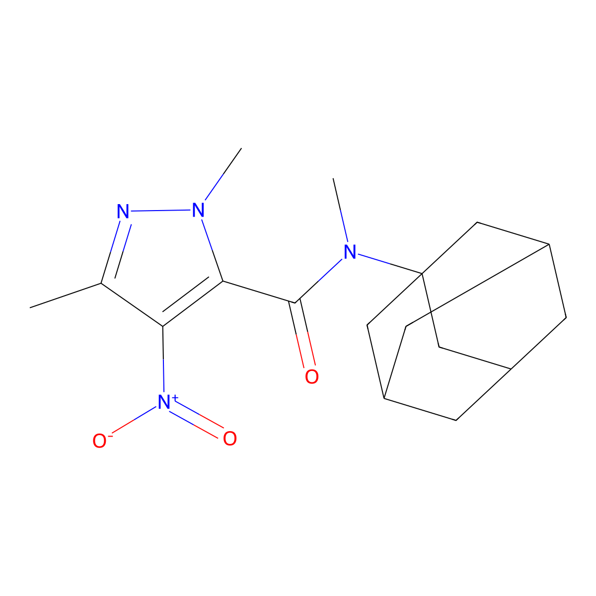 N-(1-adamantyl)-N,2,5-trimethyl-4-nitropyrazole-3-carboxamide molecular structure, CAS 515148-99-9
