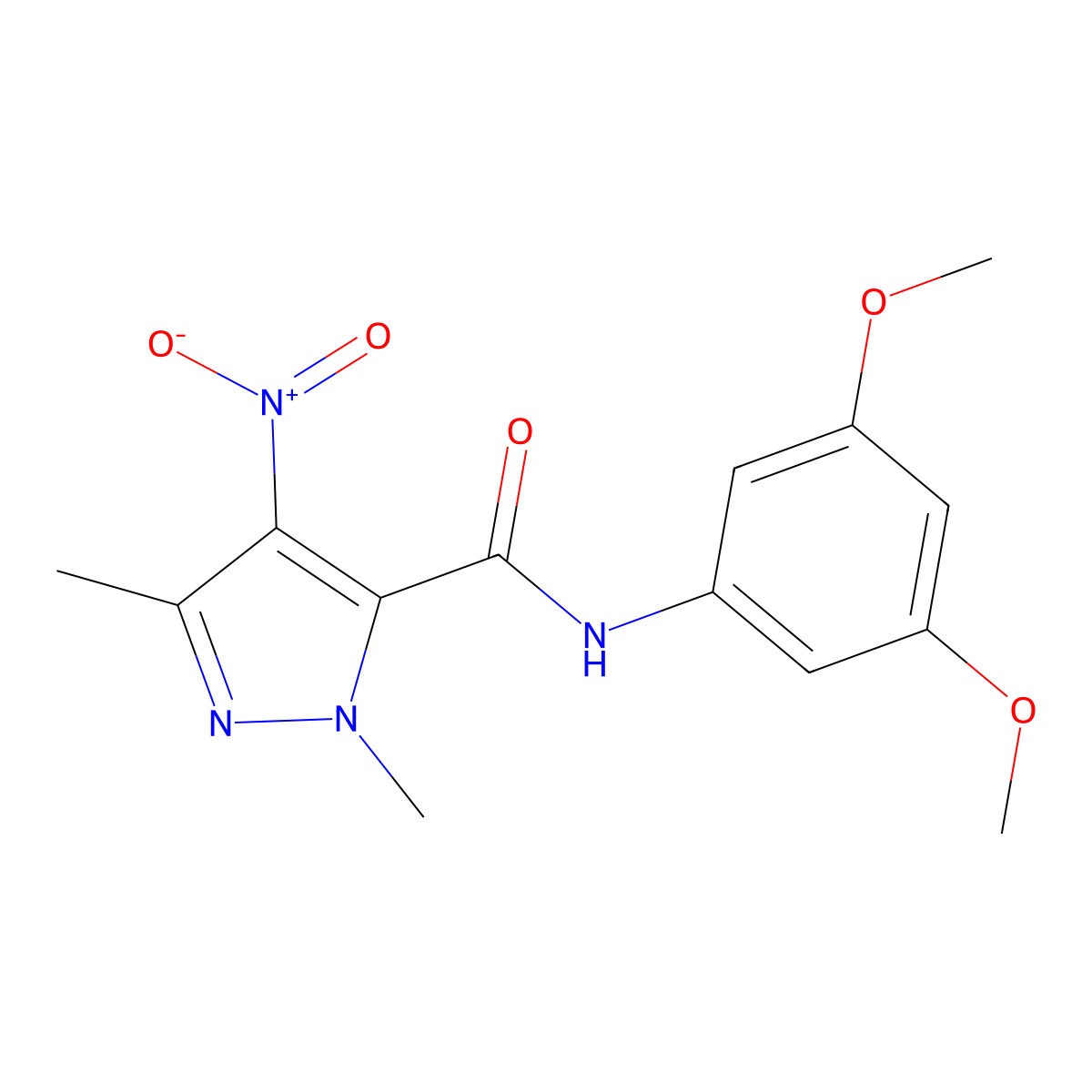 N-(3,5-dimethoxyphenyl)-2,5-dimethyl-4-nitropyrazole-3-carboxamide molecular structure, CAS 515149-02-7
