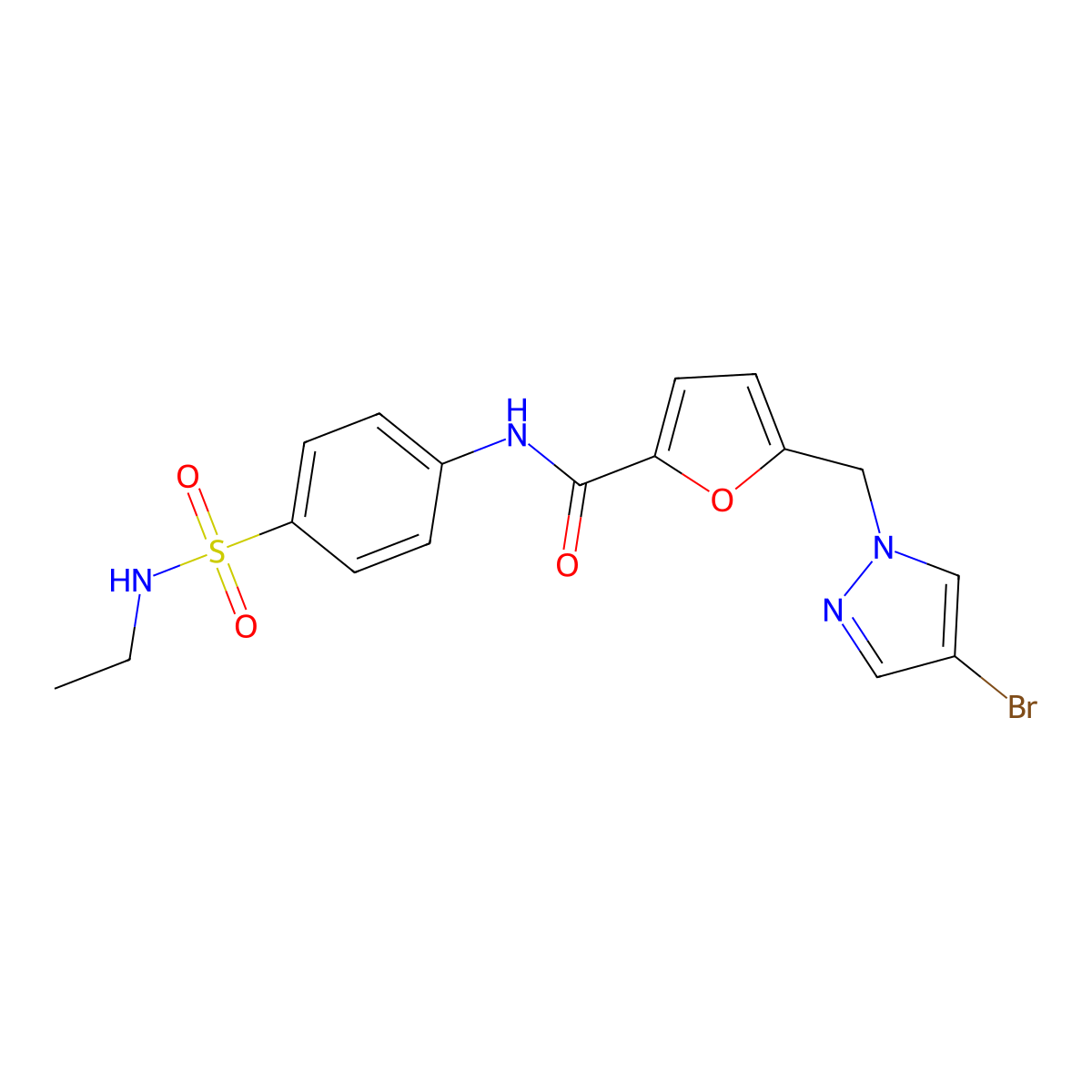 5-[(4-bromo-1H-pyrazol-1-yl)methyl]-N-{4-[(ethylamino)sulfonyl]phenyl}-2-furamide molecular structure, CAS 515149-04-9