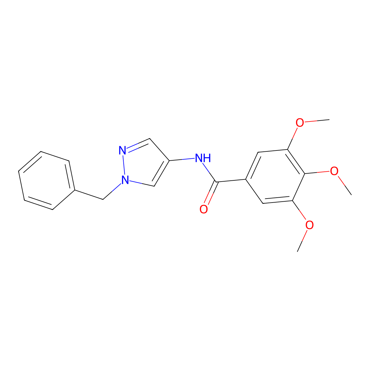 N-(1-benzylpyrazol-4-yl)-3,4,5-trimethoxybenzamide molecular structure, CAS 515149-05-0