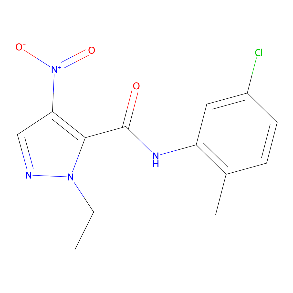 N-(5-chloro-2-methylphenyl)-2-ethyl-4-nitropyrazole-3-carboxamide molecular structure, CAS 515149-09-4