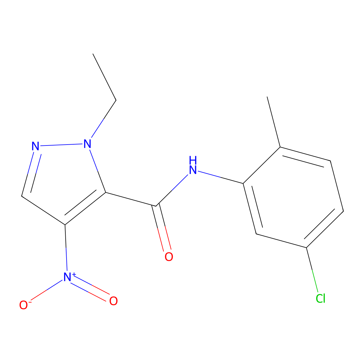 N-(5-chloro-2-methylphenyl)-2-ethyl-4-nitropyrazole-3-carboxamide molecular structure, CAS 515149-09-4