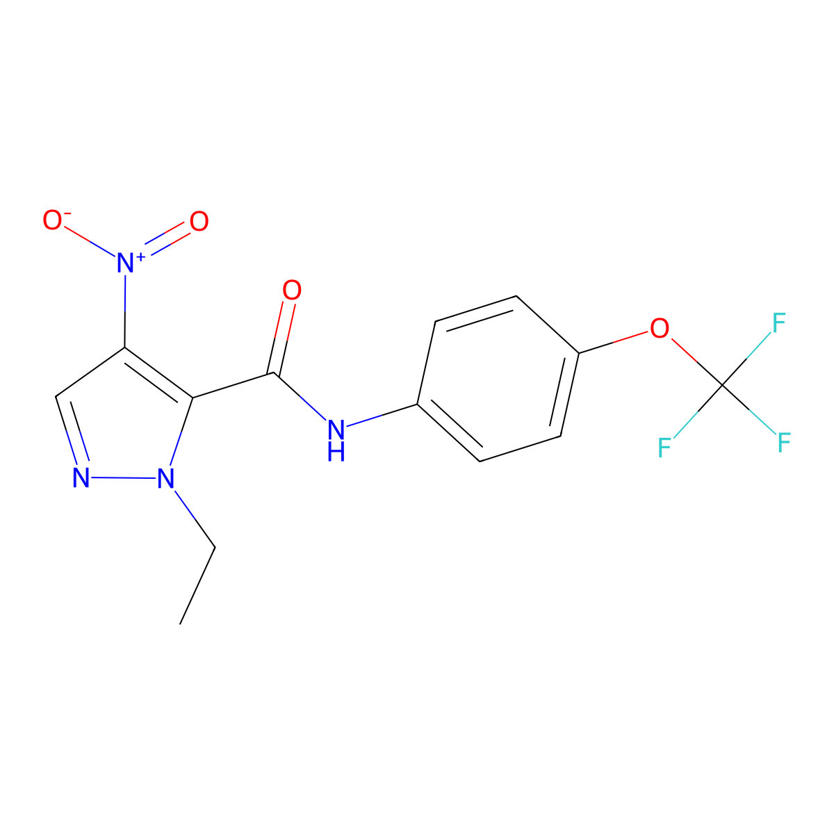1-ethyl-4-nitro-N-[4-(trifluoromethoxy)phenyl]-1H-pyrazole-5-carboxamide molecular structure, CAS 515149-10-7