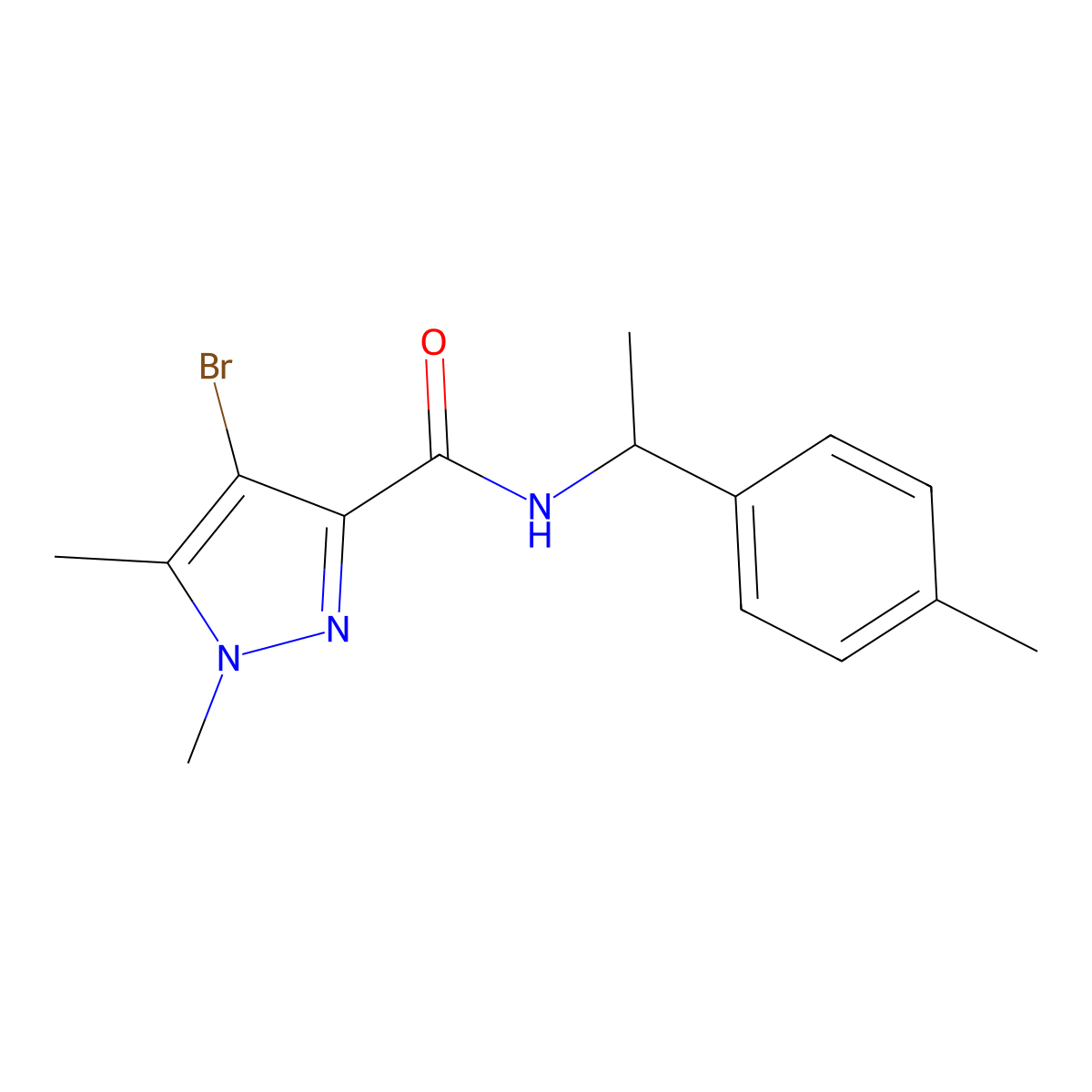 4-bromo-1,5-dimethyl-N-[1-(4-methylphenyl)ethyl]pyrazole-3-carboxamide molecular structure, CAS 515149-16-3