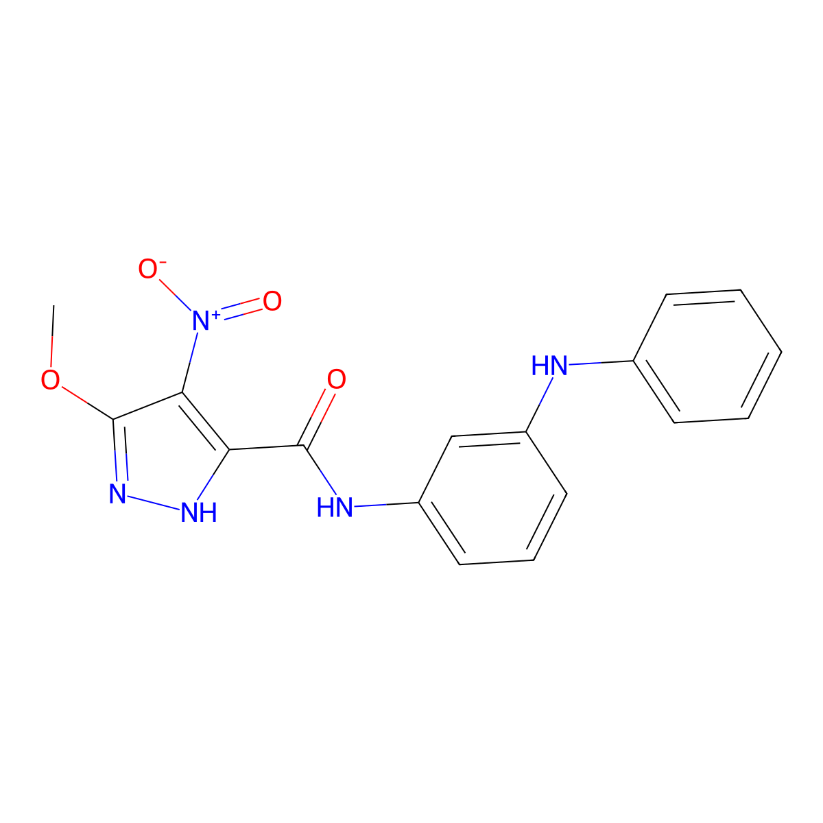 N-(3-anilinophenyl)-3-methoxy-4-nitro-1H-pyrazole-5-carboxamide molecular structure, CAS 515149-35-6