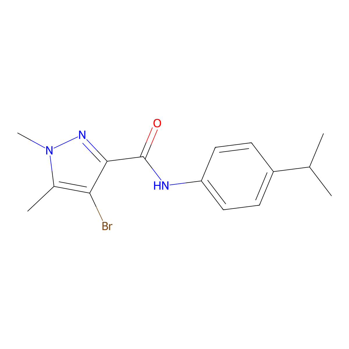 4-bromo-1,5-dimethyl-N-(4-propan-2-ylphenyl)pyrazole-3-carboxamide molecular structure, CAS 515149-43-6