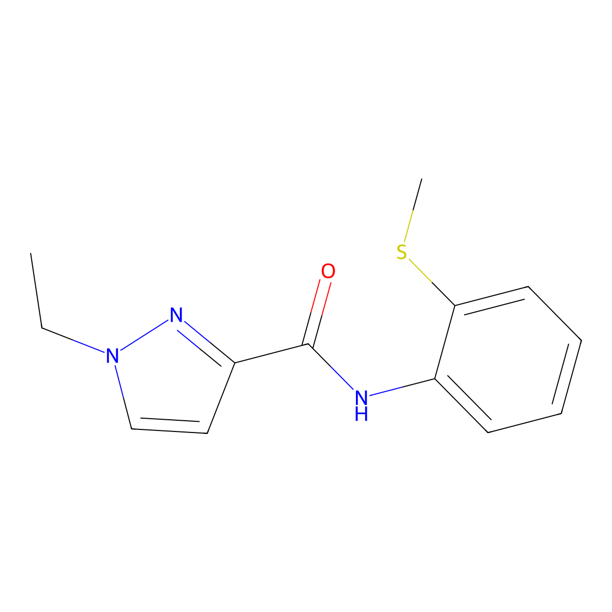 1-ethyl-N-[2-(methylsulfanyl)phenyl]-1H-pyrazole-3-carboxamide molecular structure, CAS 515149-48-1