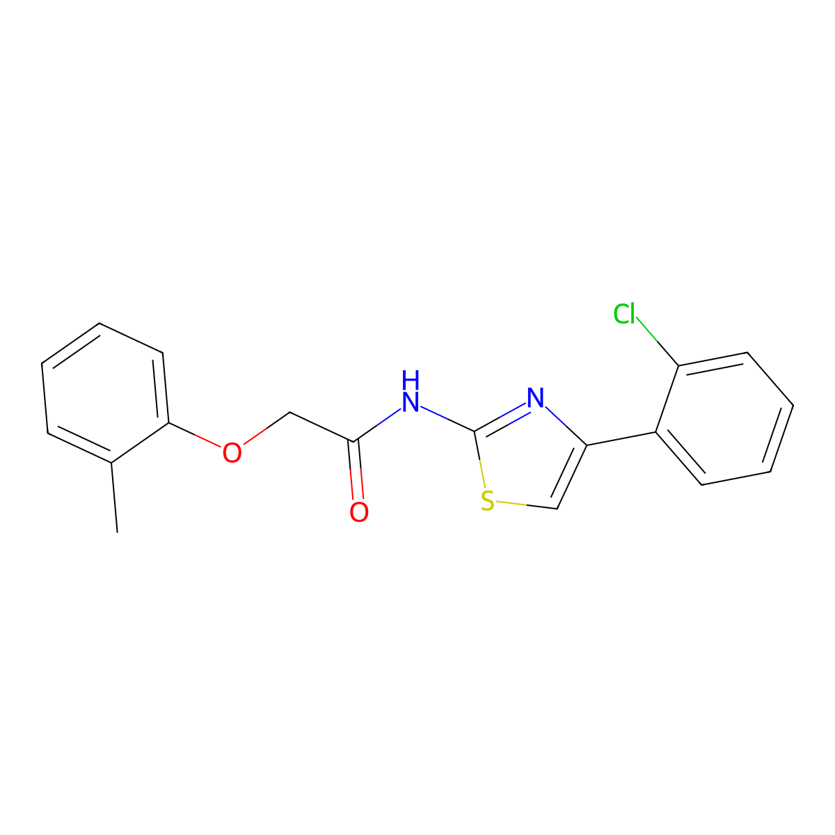 N-[4-(2-chlorophenyl)-1,3-thiazol-2-yl]-2-(2-methylphenoxy)acetamide molecular structure, CAS 515149-49-2