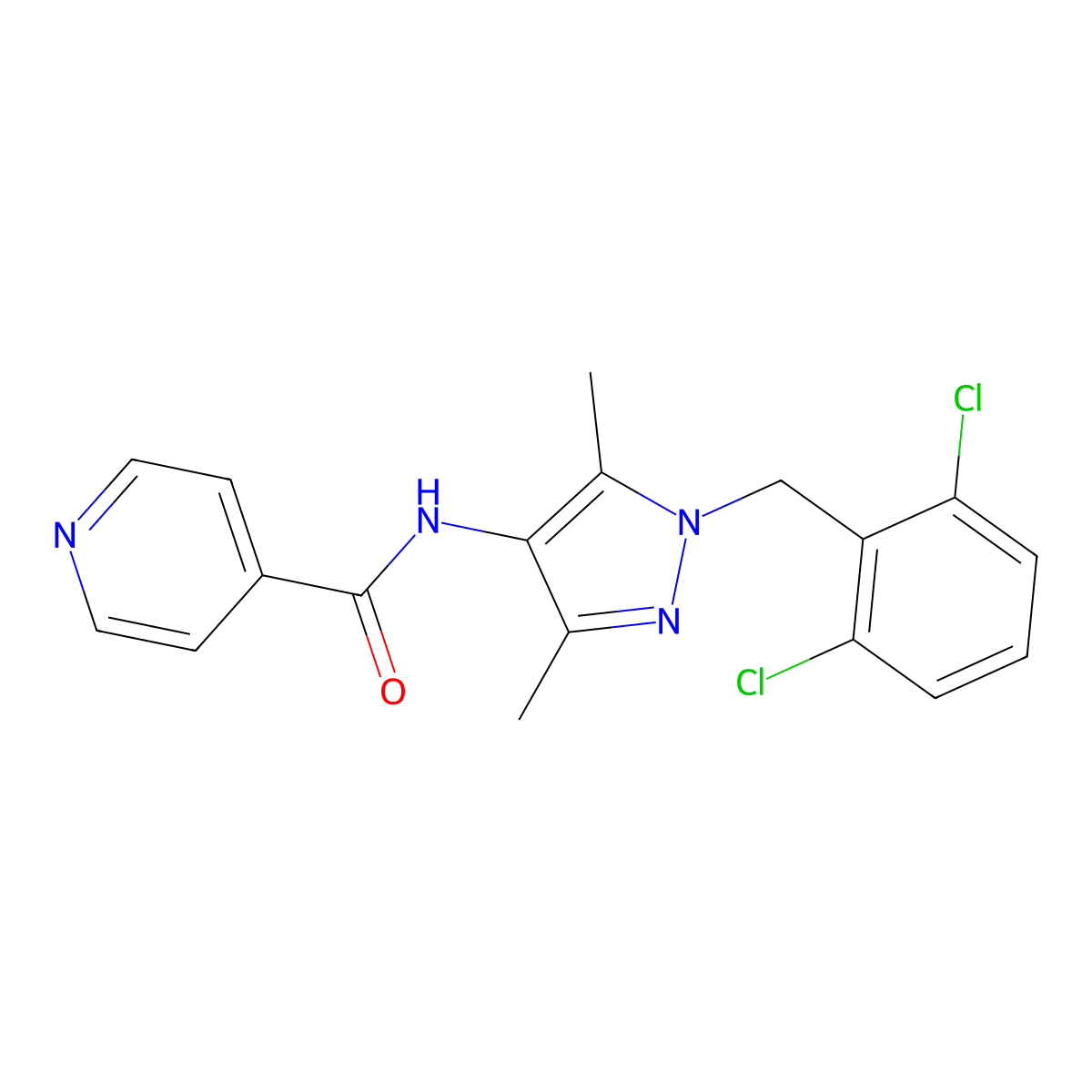 N-[1-(2,6-dichlorobenzyl)-3,5-dimethyl-1H-pyrazol-4-yl]isonicotinamide molecular structure, CAS 515149-80-1