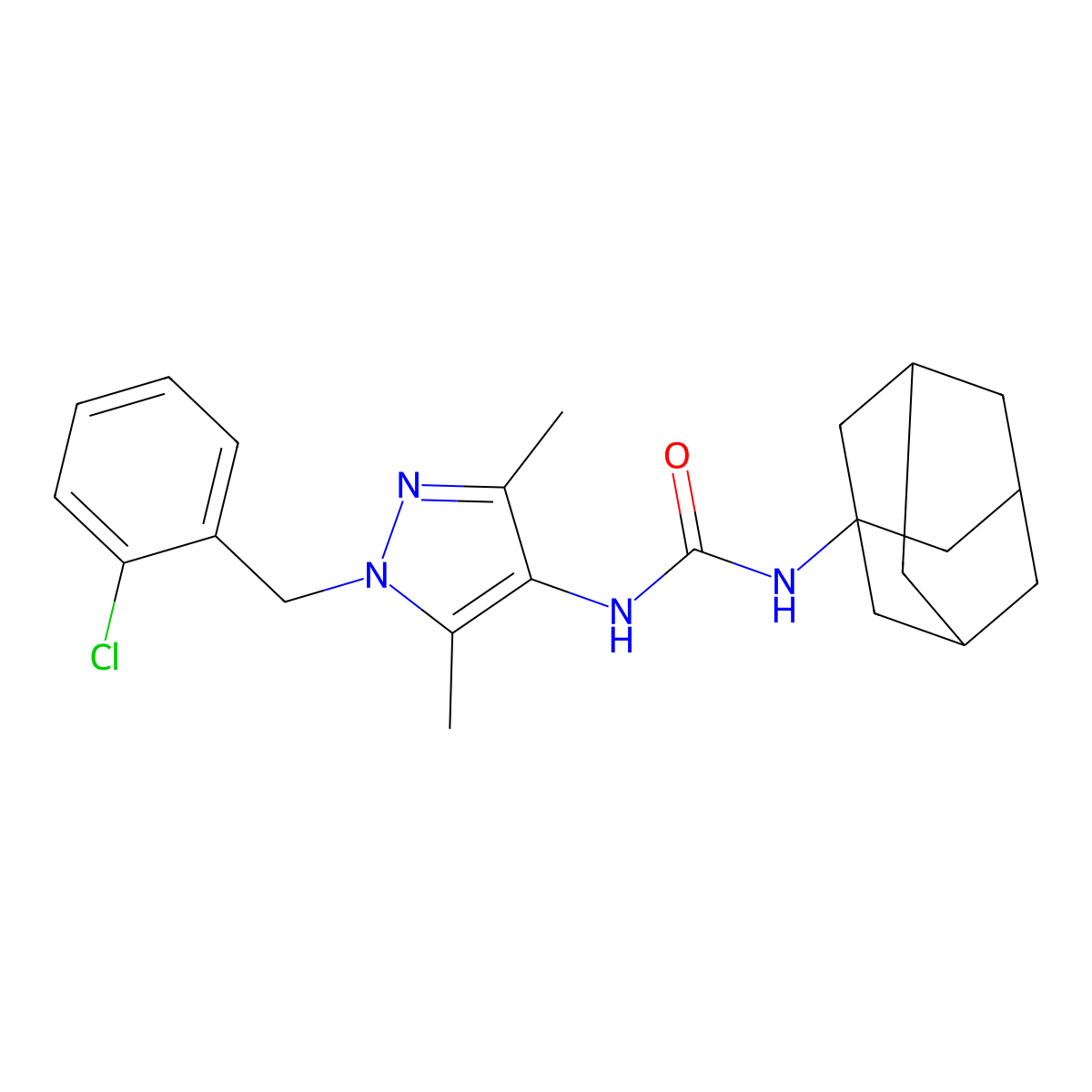 N-(1-adamantyl)-N'-[1-(2-chlorobenzyl)-3,5-dimethyl-1H-pyrazol-4-yl]urea molecular structure, CAS 515149-88-9