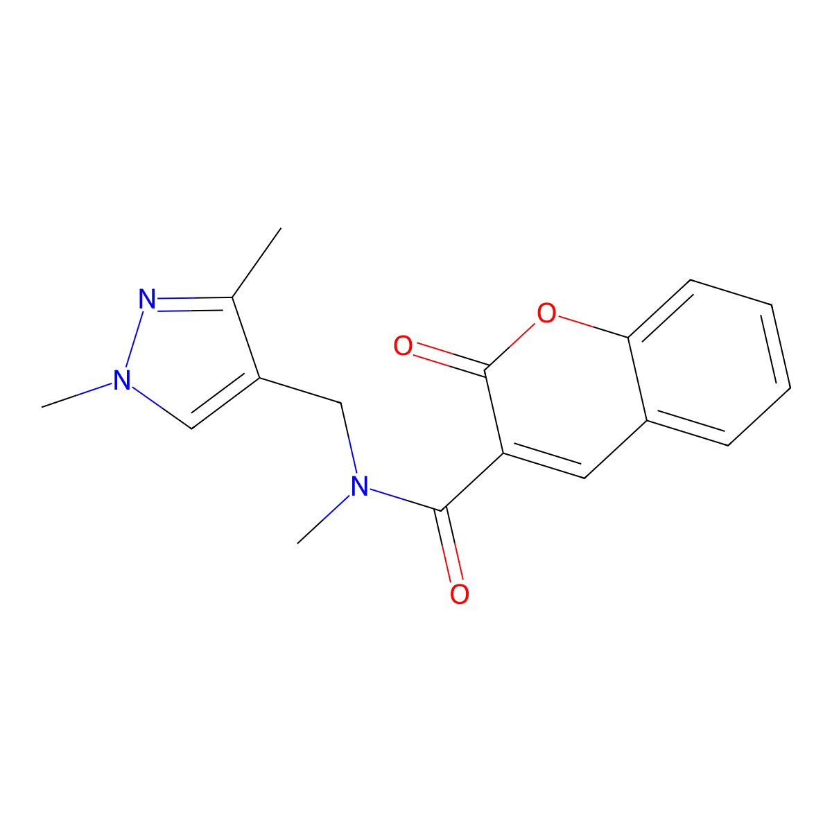 N-[(1,3-dimethyl-1H-pyrazol-4-yl)methyl]-N-methyl-2-oxo-2H-chromene-3-carboxamide molecular structure, CAS 515149-92-5