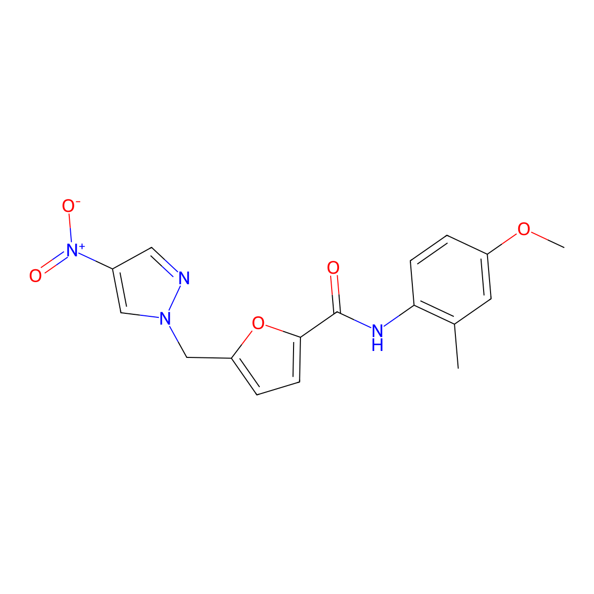 N-(4-methoxy-2-methylphenyl)-5-[(4-nitropyrazol-1-yl)methyl]furan-2-carboxamide molecular structure, CAS 515149-97-0